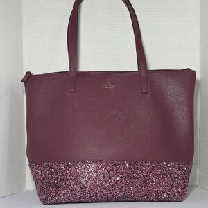 Kate Spade Maroon and Pink Glitter Shoulder Bag